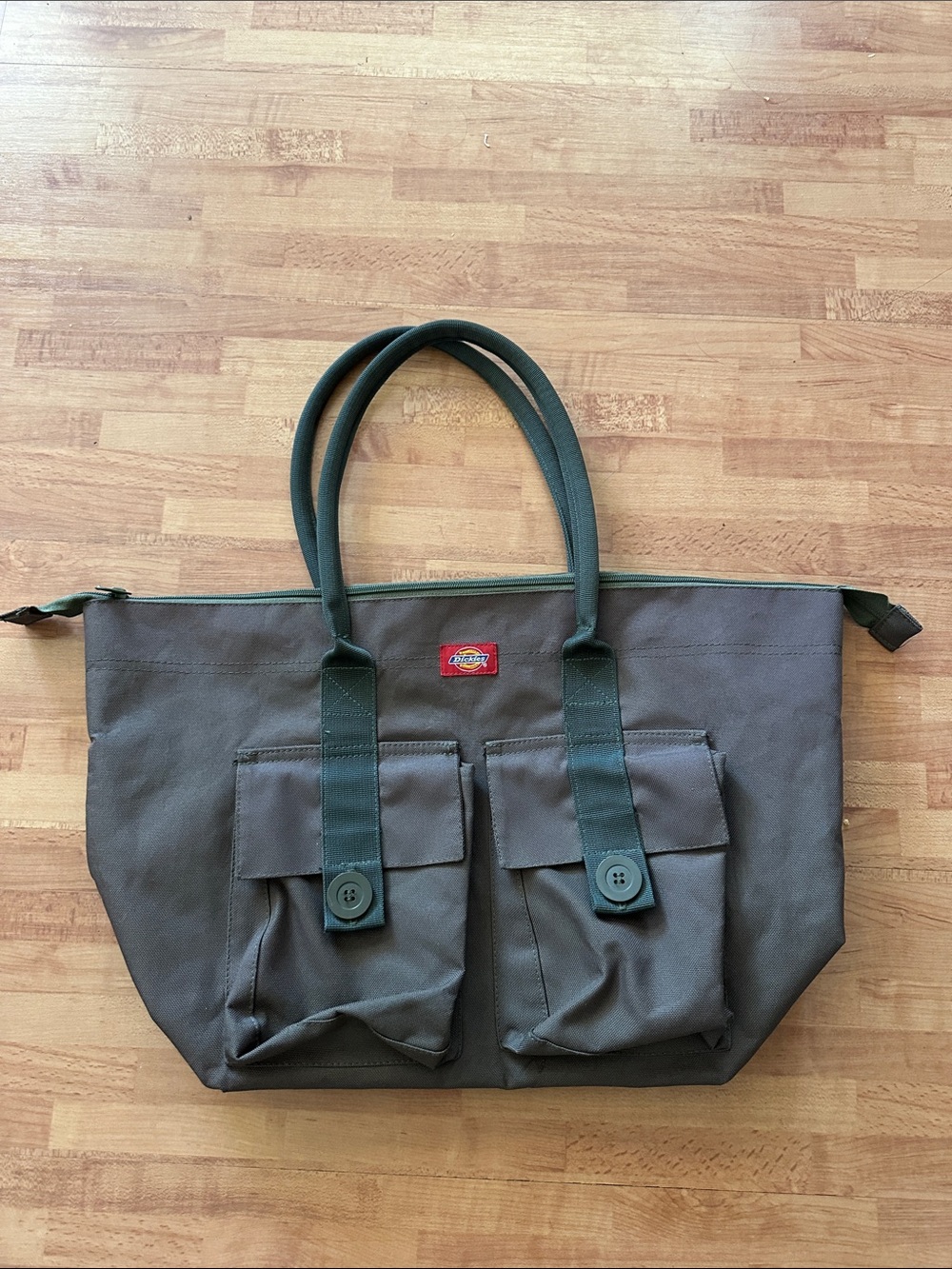 Dickies Olive Canvas Duffel Tote with Front Pockets
